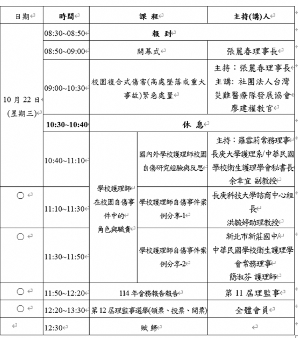 中華民國學校衛生護理學會114年會員大會暨學術研討會報名